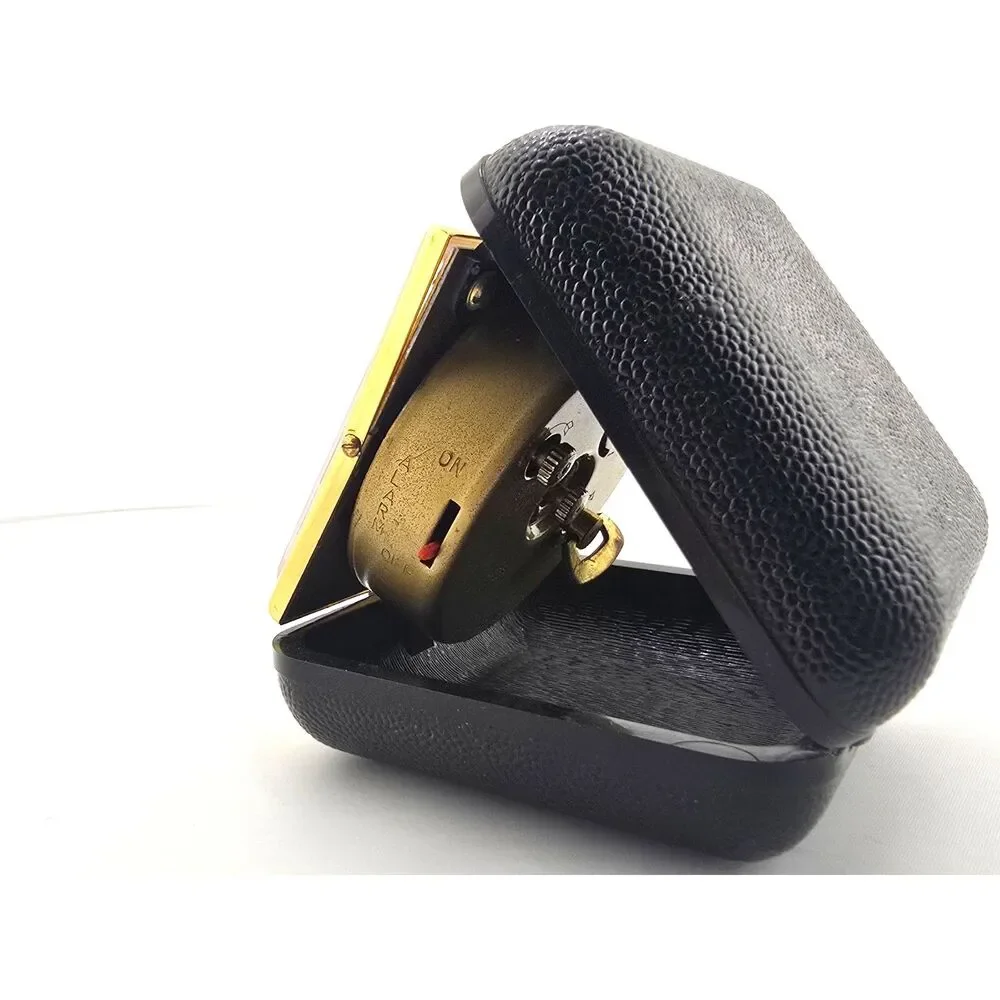 Vintage Equity Folding Travel Alarm Clock Black Gold Case Tested Working Compact